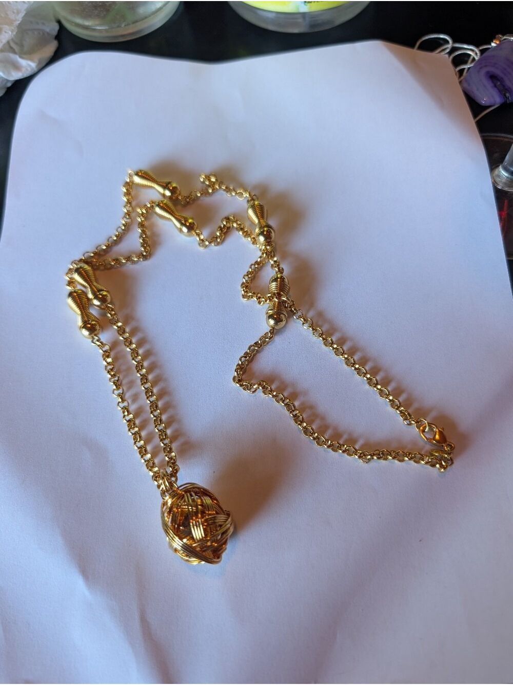 Monet Gold Woven Orb Pendant Necklace